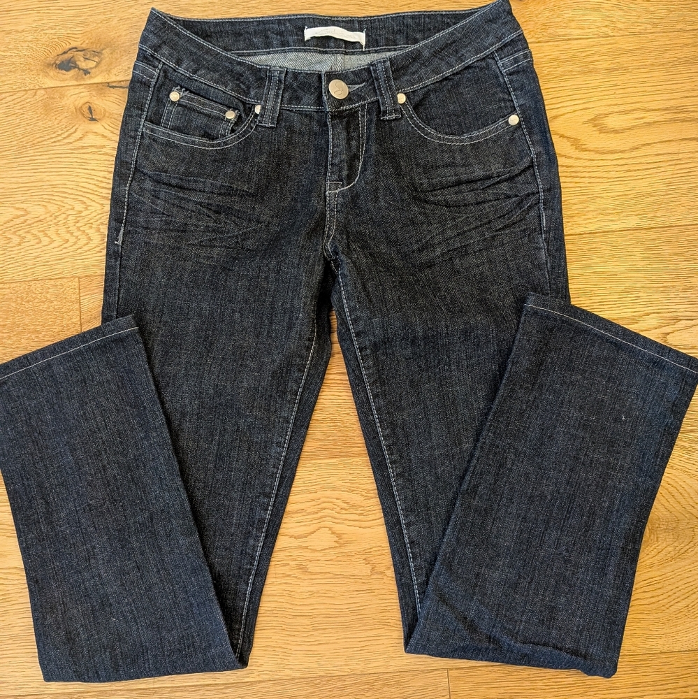 Seductions Dark Wash Jeans Low Rise Slim Skinny Size 03 (26) Style CC223